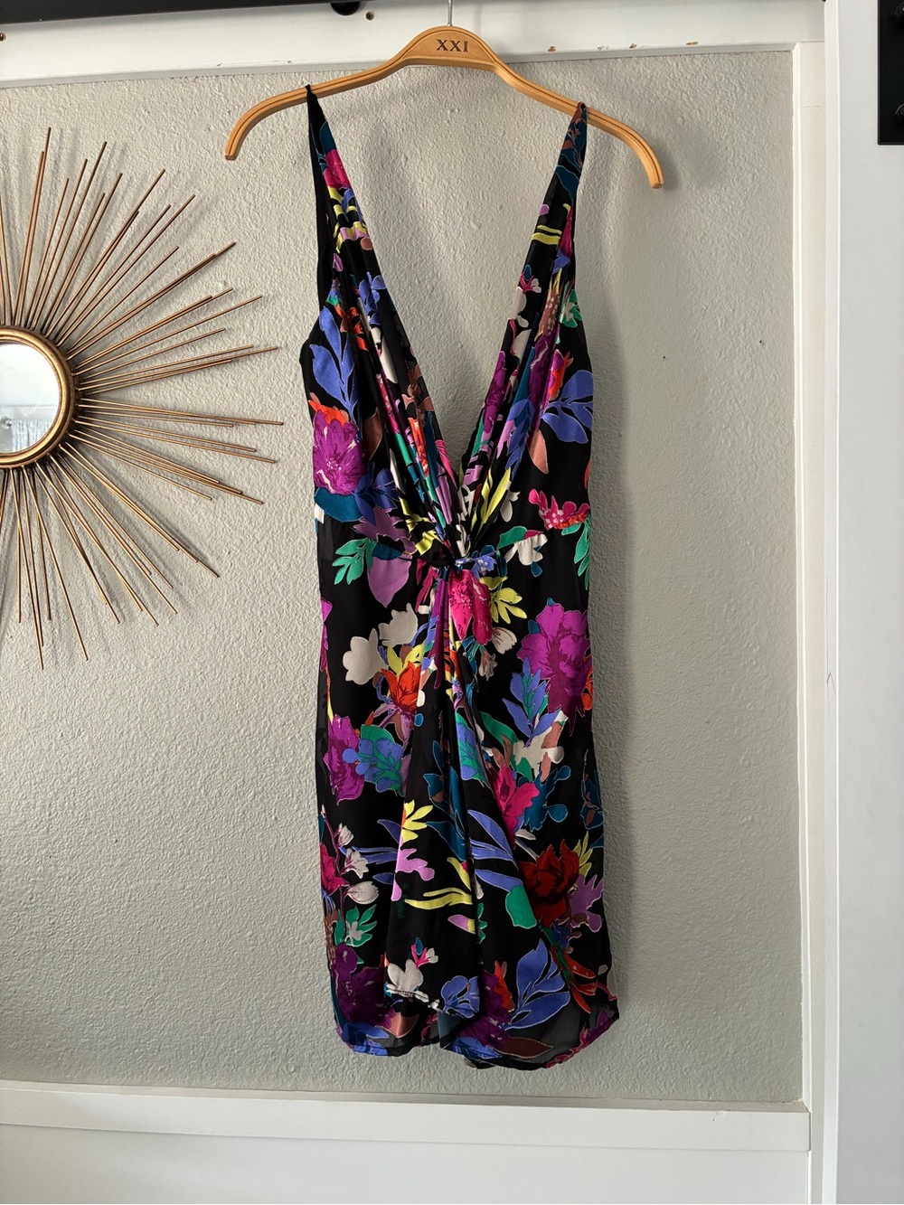 ASTR NWOT  Black Mini Dress with Multicolor Floral Print